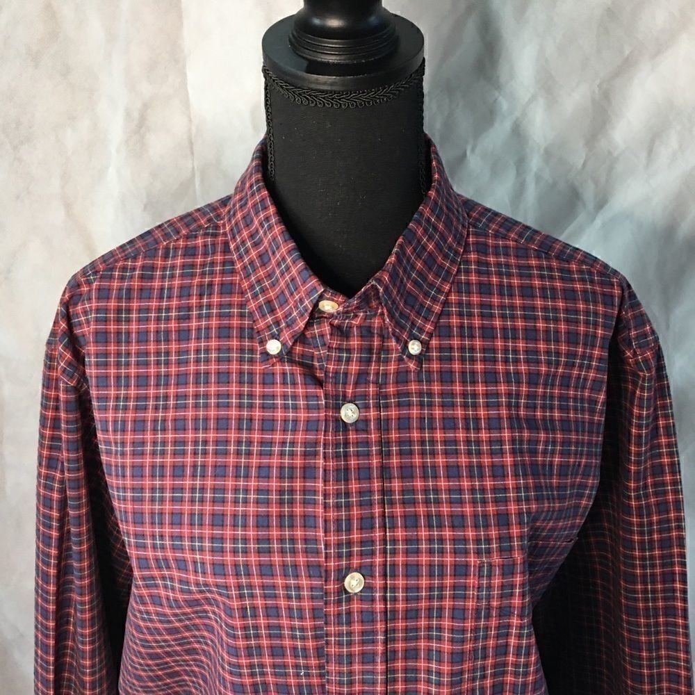 St Johns Bay size large red plaid casual shirt long sleeve cotton